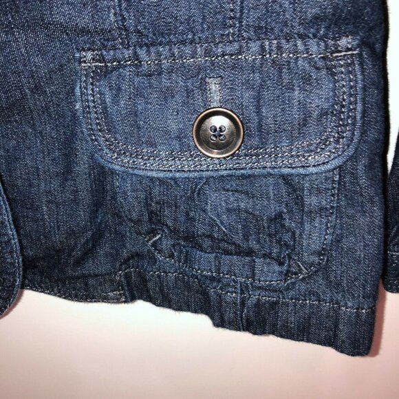 Ann Taylor Loft Denim Jean Jacket Blazer Sz Small Collared Button Front Pockets - Picture 5 of 9